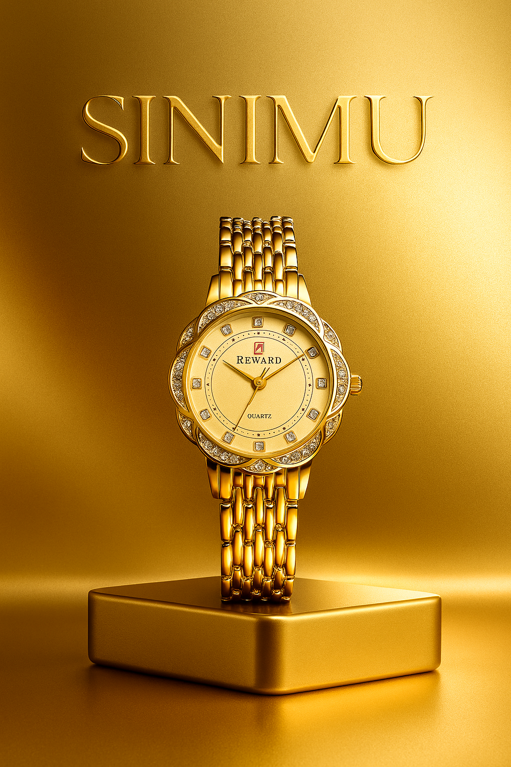 Sinimu Luxury Women's Watch with Crystal Accents - Elegant Gold & Silver Timepiece for Your Jewelry Collection
