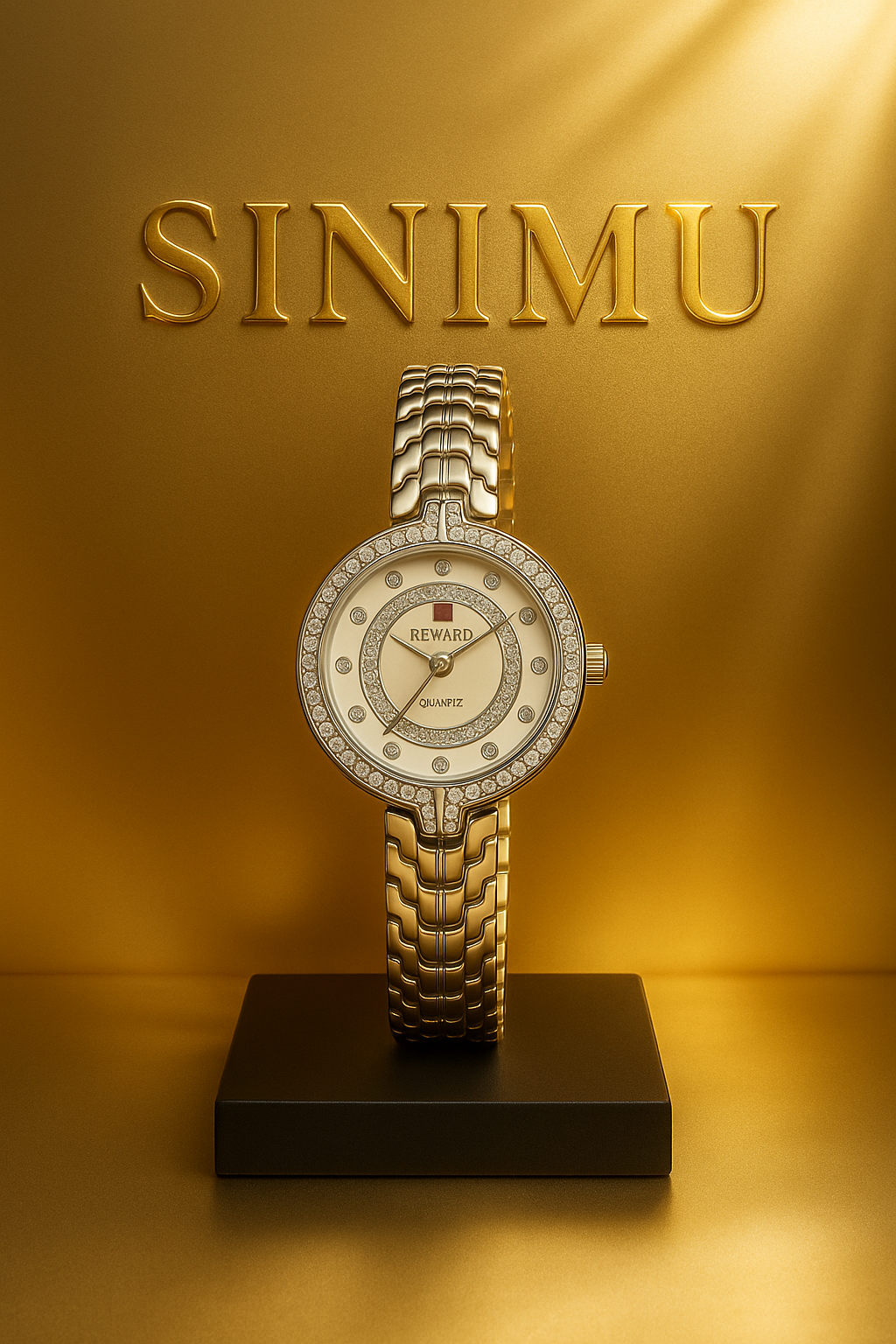 Sinimu Luxury Women's Watch with Crystal Accents - Elegant Gold & Silver Timepiece for Your Jewelry Collection