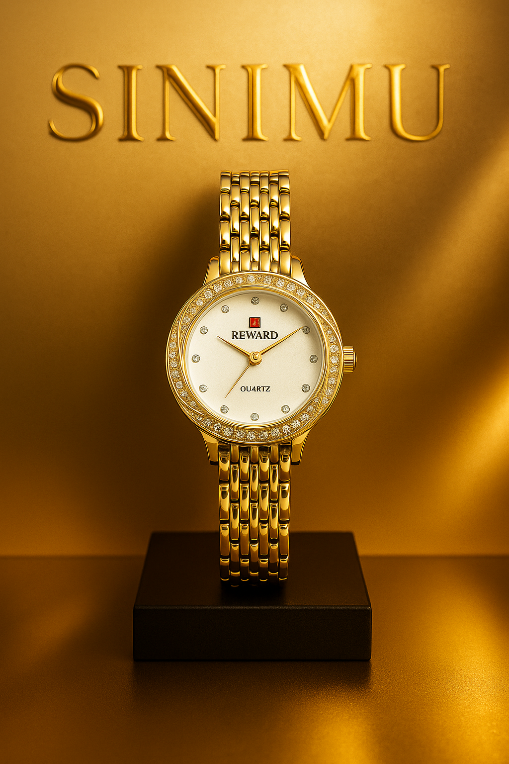 Sinimu Luxury Women's Watch with Crystal Accents - Elegant Gold & Silver Timepiece for Your Jewelry Collection