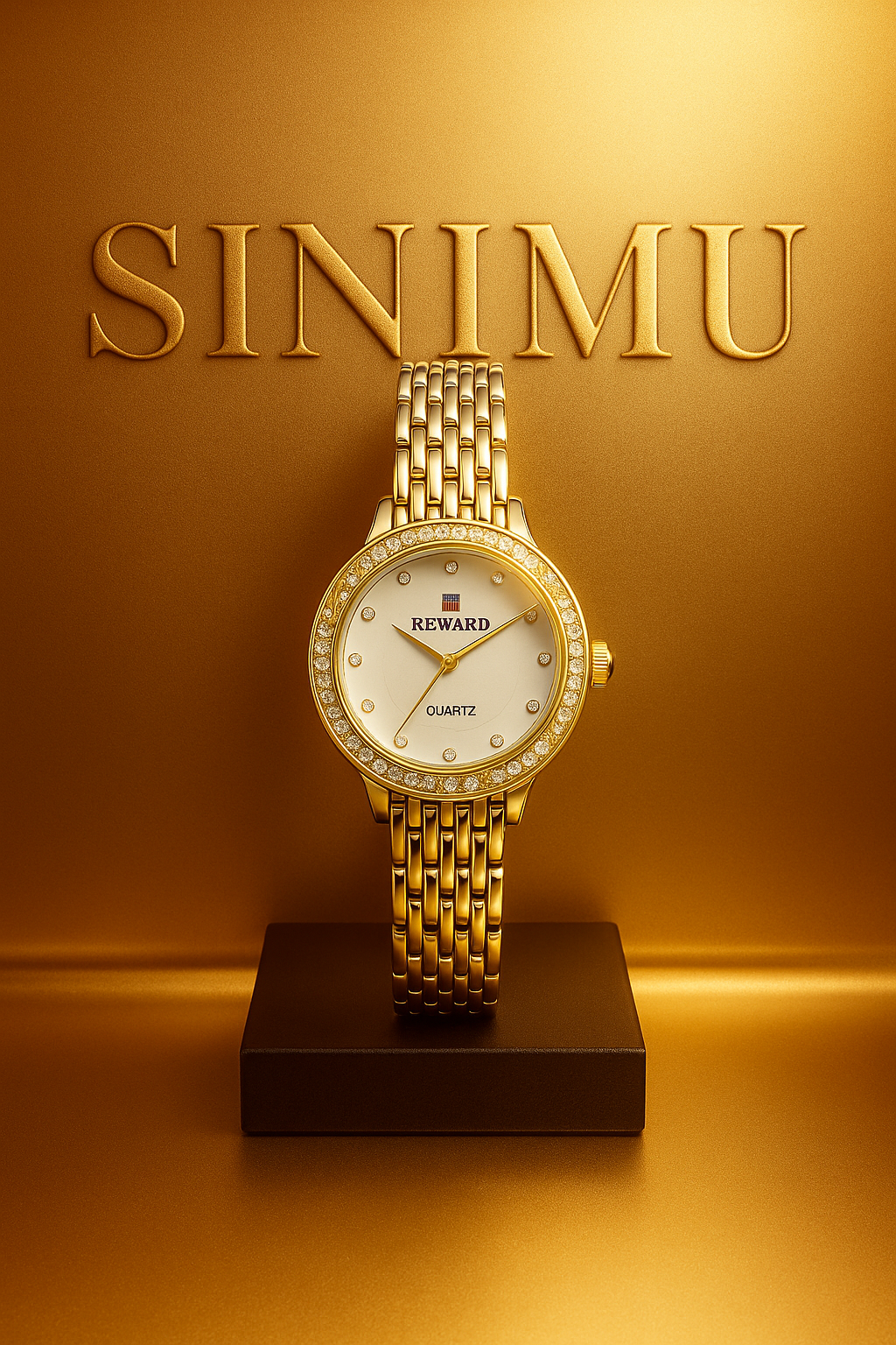 Sinimu Luxury Women's Watch with Crystal Accents - Elegant Gold & Silver Timepiece for Your Jewelry Collection