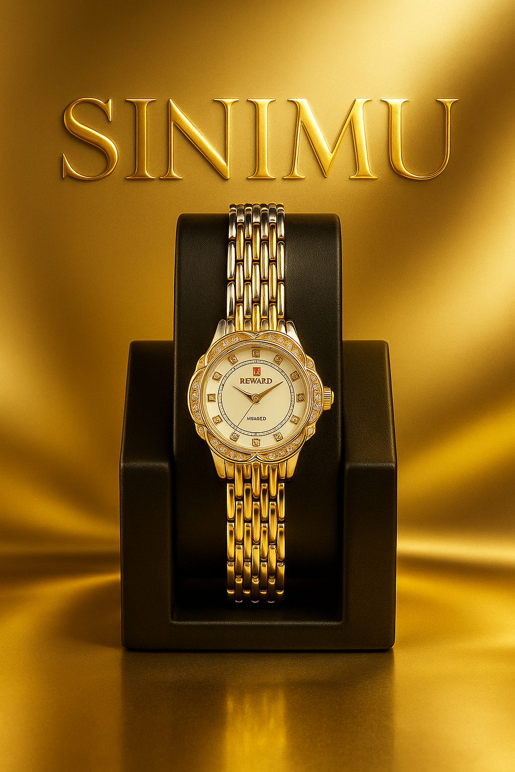 Sinimu Luxury Women's Watch with Crystal Accents - Elegant Gold & Silver Timepiece for Your Jewelry Collection