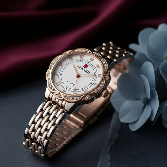 Sinimu Luxury Women's Watch with Crystal Accents - Elegant Brown and Sliver