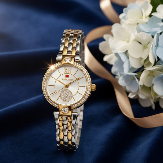 Sinimu Luxury Women's Watch with Crystal Accents - Elegant GOLD and Sliver