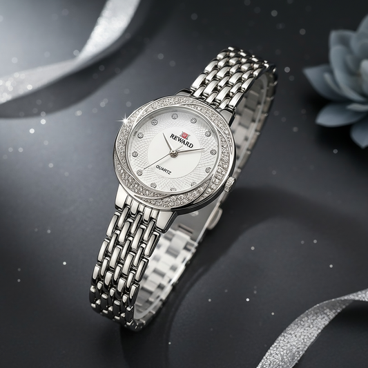Sinimu Luxury Women's Watch with Crystal Accents - Elegant Sliver