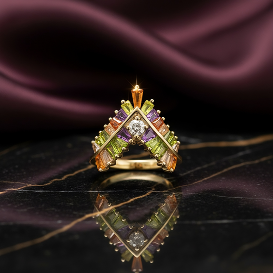 SINIMU – Crimson V-Shine Ring WOMEN Adjustable