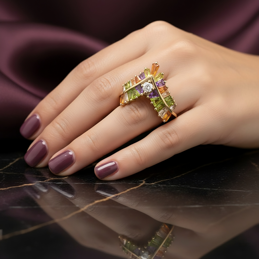 SINIMU – Crimson V-Shine Ring WOMEN Adjustable