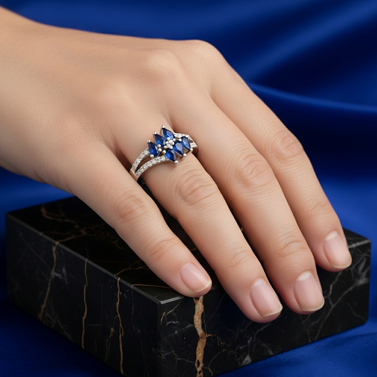 SINIMU – Scarlet Bloom Ring | Ornate Silver-Plated Ring Adjustable