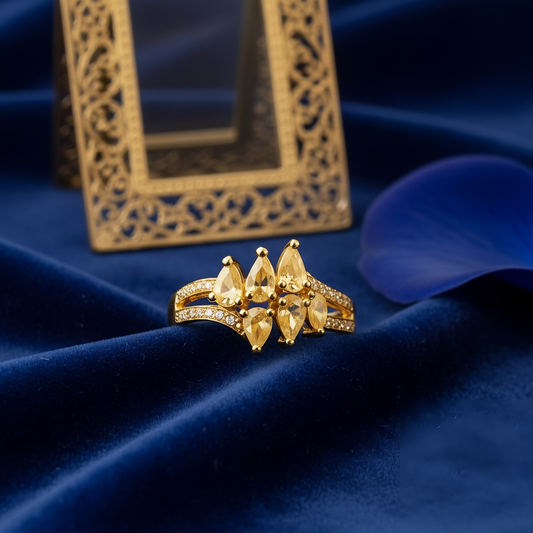 SINIMU – Scarlet Bloom Ring | Ornate Gold-Plated Ring WOMEN Adjustable