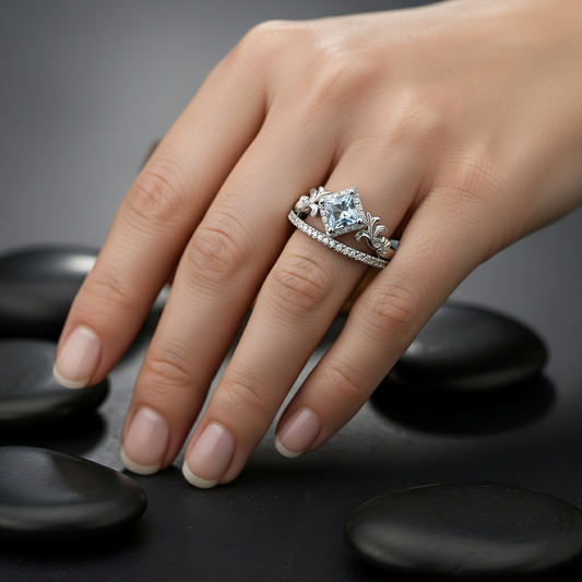 SINIMU – Regal Square-Cut Ring SILVER WOMEN Adjustable