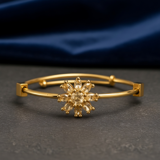 SINIMU Scarlet Bloom Bangle - Gold-Plated Floral Bangle Jewelry Elegance