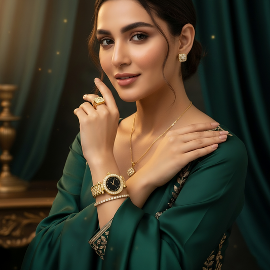 SINIMU Women's Fashion Watch Jewelry Set - 6pcs Elegant Accessory Collection Adjustable