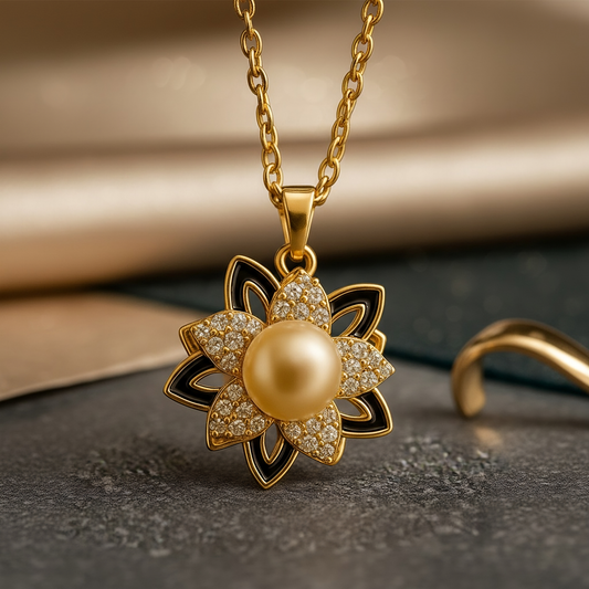 SINIMU – Celeste Spin Necklace with Rotating Floral Pendant