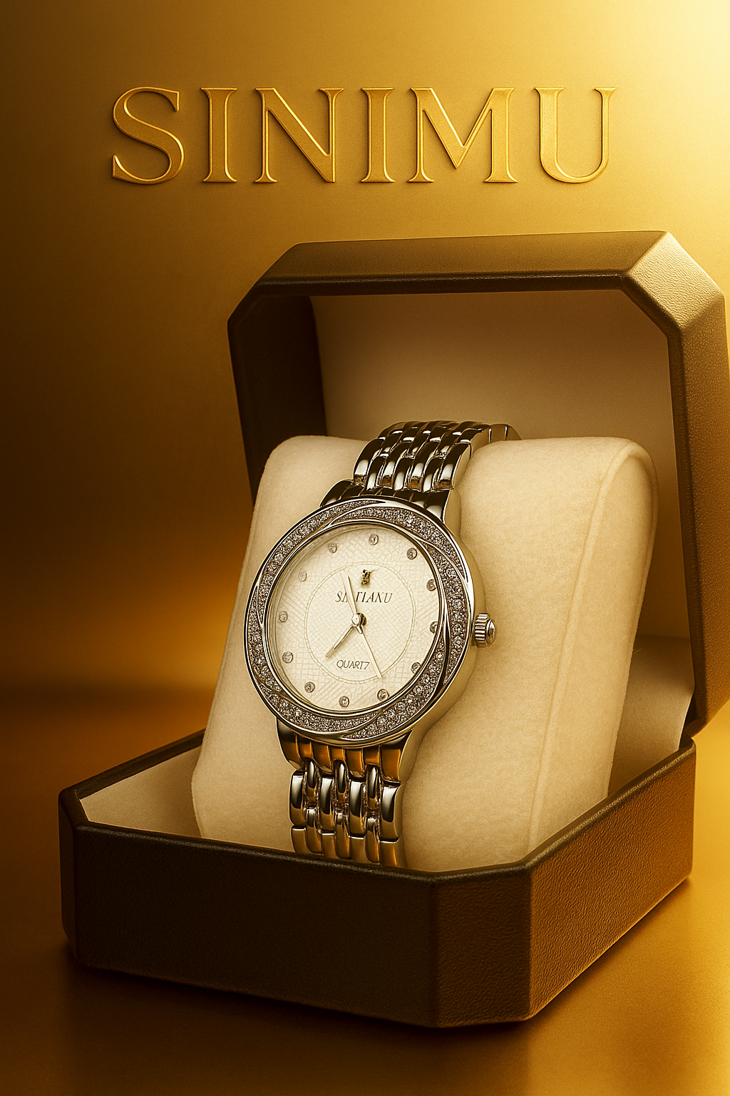 Sinimu Luxury Women's Watch with Crystal Accents - Elegant Gold & Silver Timepiece for Your Jewelry Collection