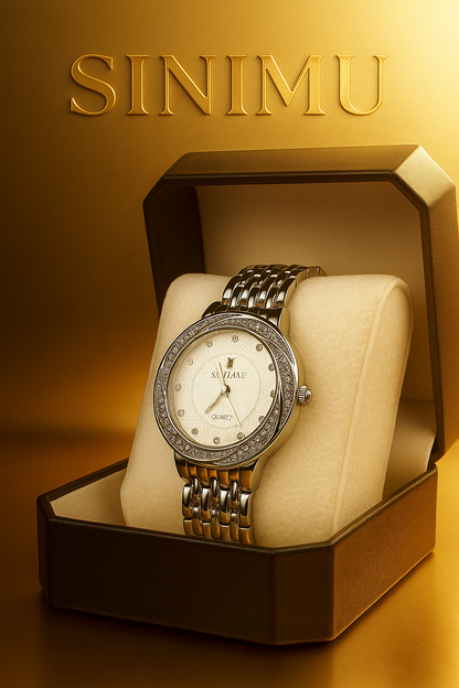 Sinimu Luxury Women's Watch with Crystal Accents - Elegant Gold & Silver Timepiece for Your Jewelry Collection