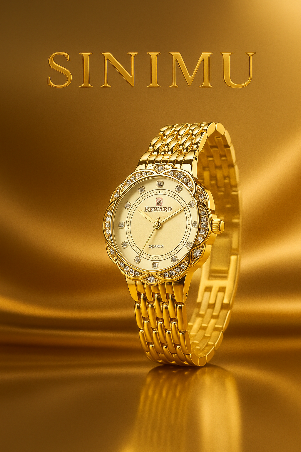 Sinimu Luxury Women's Watch with Crystal Accents - Elegant Gold & Silver Timepiece for Your Jewelry Collection