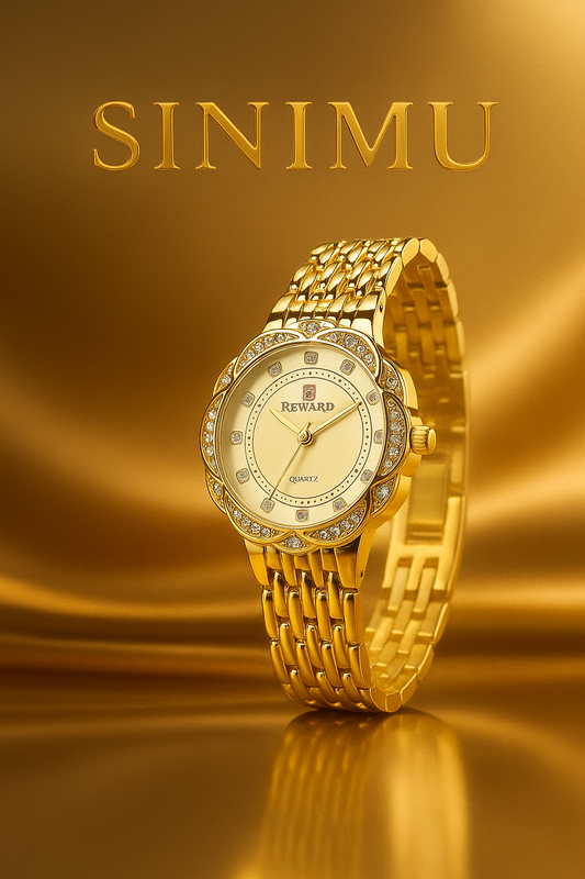 Sinimu Luxury Women's Watch with Crystal Accents - Elegant Gold & Silver Timepiece for Your Jewelry Collection