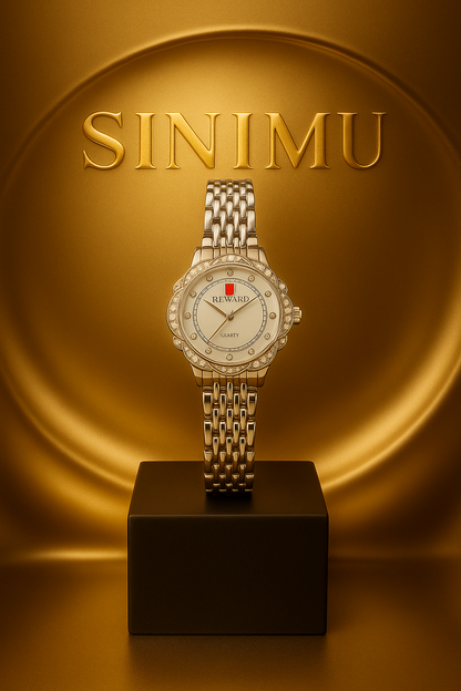Sinimu Luxury Women's Watch with Crystal Accents - Elegant Gold & Silver Timepiece for Your Jewelry Collection
