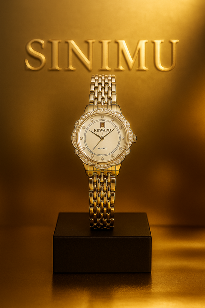 Sinimu Luxury Women's Watch with Crystal Accents - Elegant Gold & Silver Timepiece for Your Jewelry Collection