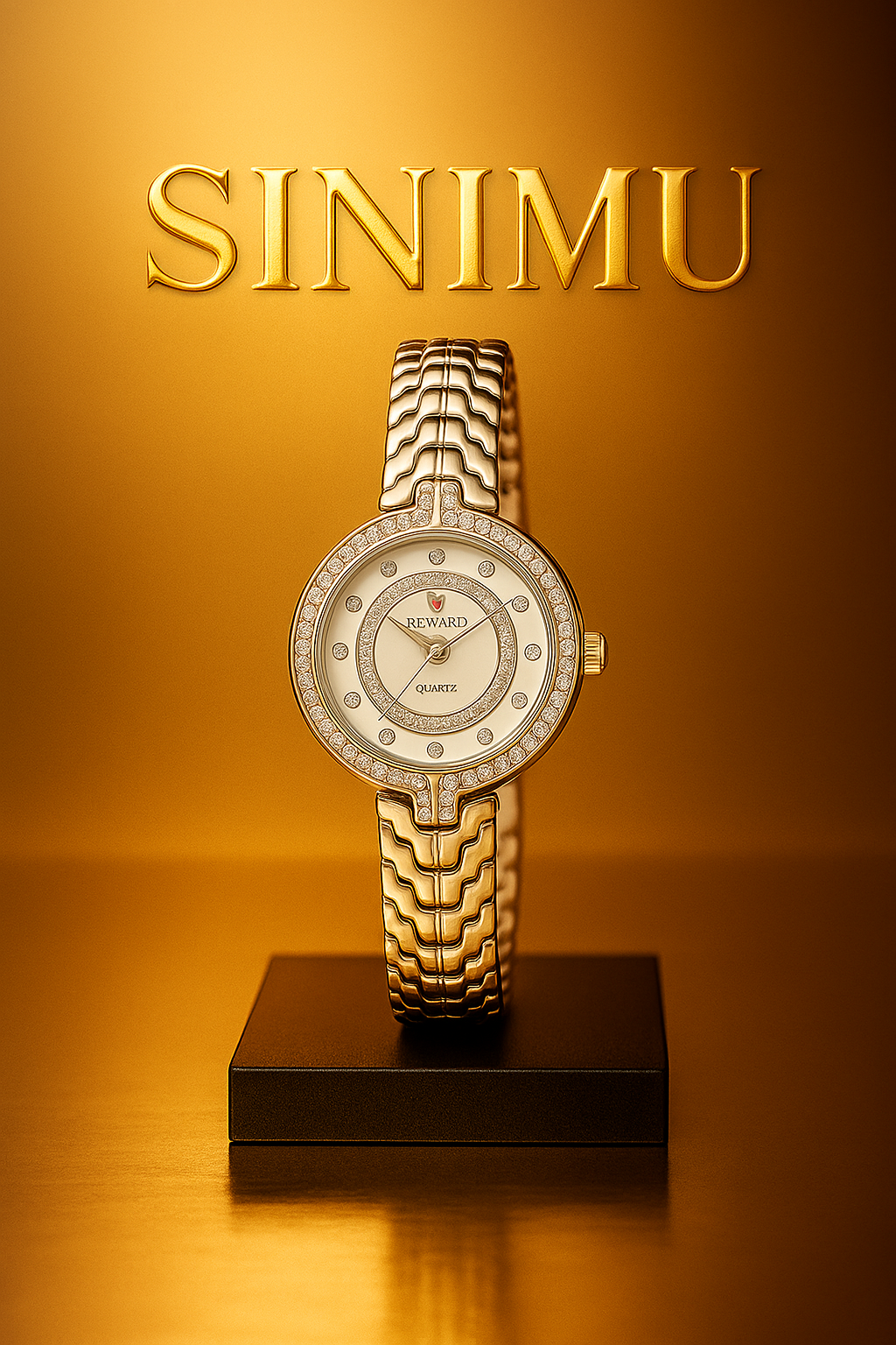 Sinimu Luxury Women's Watch with Crystal Accents - Elegant Gold & Silver Timepiece for Your Jewelry Collection