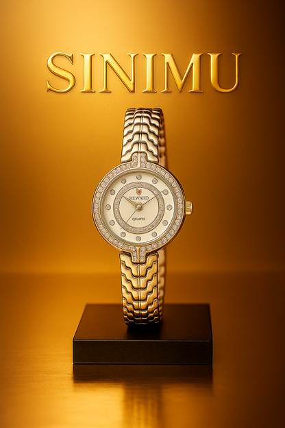 Sinimu Luxury Women's Watch with Crystal Accents - Elegant Gold & Silver Timepiece for Your Jewelry Collection