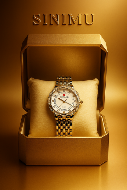 Sinimu Luxury Women's Watch with Crystal Accents - Elegant Gold & Silver Timepiece for Your Jewelry Collection
