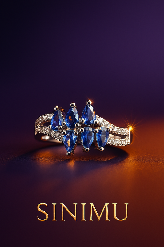 SINIMU – Scarlet Bloom Ring | Ornate Silver-Plated Ring Adjustable
