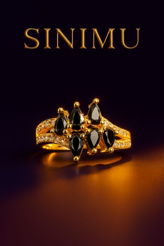 SINIMU – Scarlet Bloom Ring | Ornate Gold-Plated Ring Adjustable