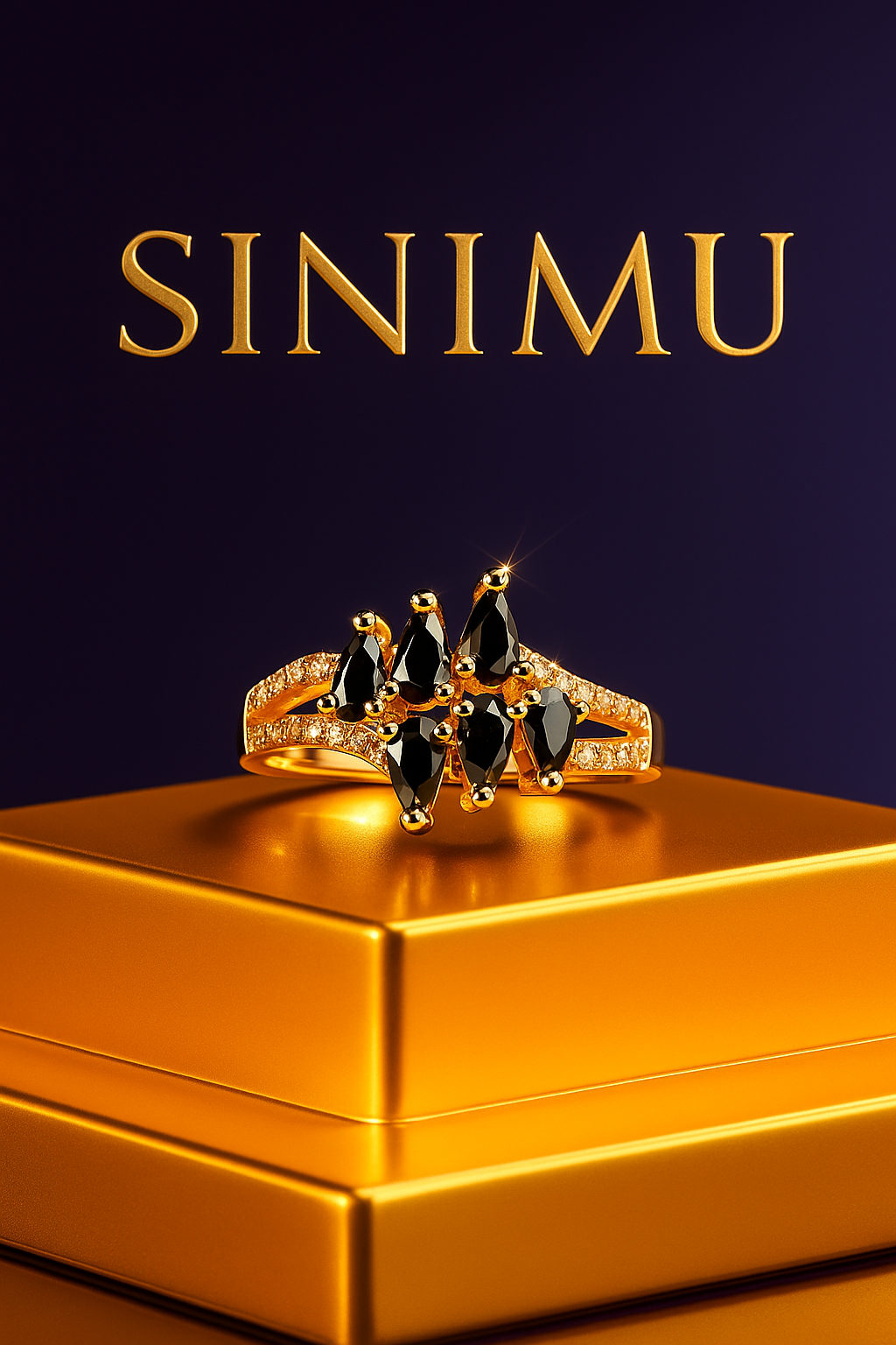 SINIMU – Scarlet Bloom Ring | Ornate Gold-Plated Ring Adjustable