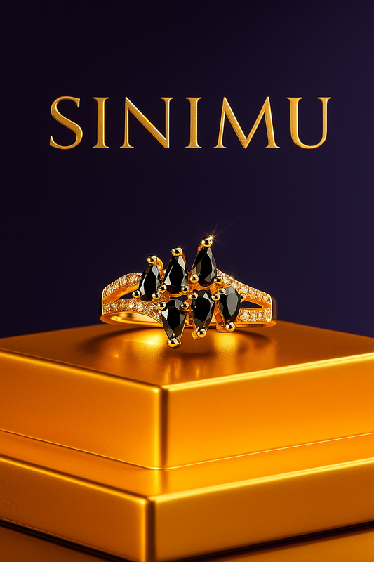 SINIMU – Scarlet Bloom Ring | Ornate Gold-Plated Ring Adjustable