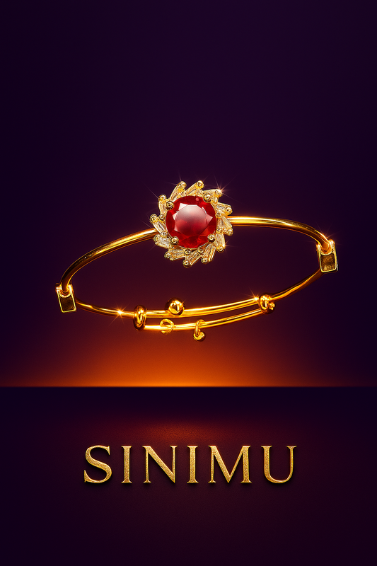 SINIMU Scarlet Bloom Bangle - Gold-Plated Floral Bangle Jewelry Elegance Adjustable
