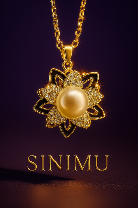 SINIMU – Celeste Spin Necklace with Rotating Floral Pendant