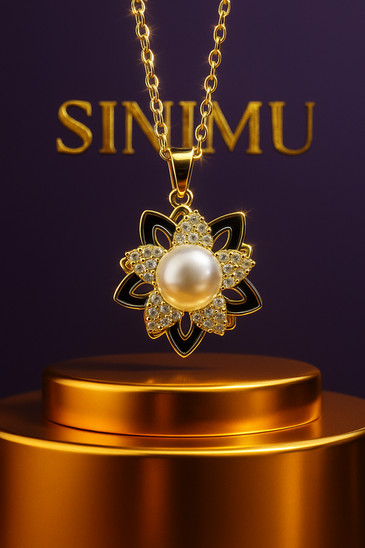 SINIMU – Celeste Spin Necklace with Rotating Floral Pendant