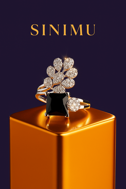 SINIMU – Regal Bloom Crest Ring | Square-Cut 2 Adjustable