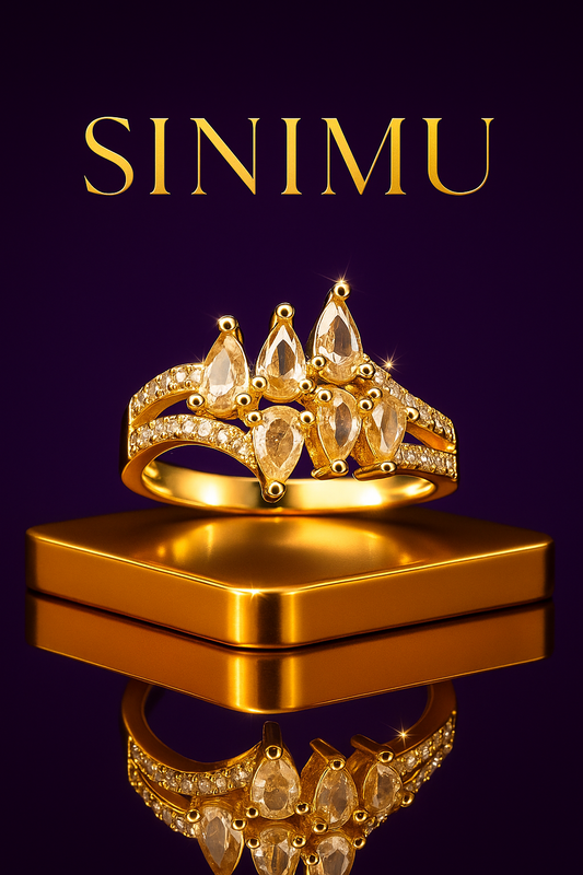 SINIMU – Scarlet Bloom Ring | Ornate Gold-Plated Ring 3 Adjustable