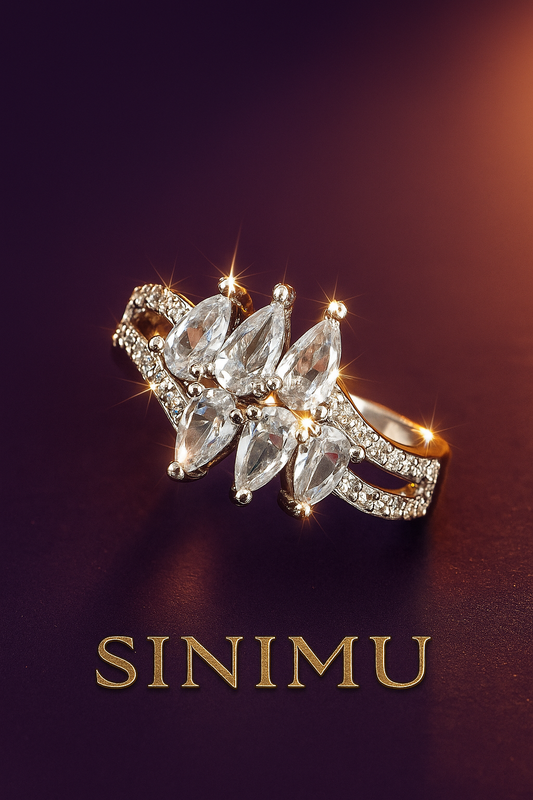SINIMU – Scarlet Bloom Ring | Ornate Silver-Plated Ring 2 Adjustable