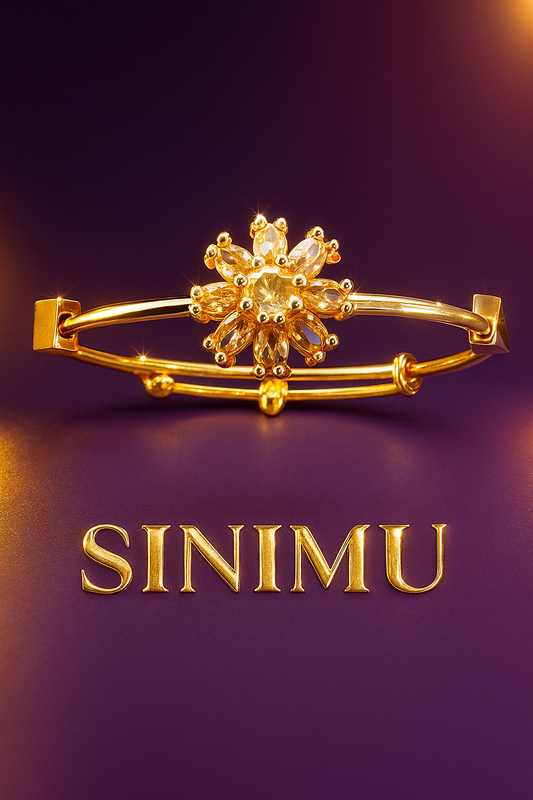 SINIMU Scarlet Bloom Bangle - Gold-Plated Floral Bangle Jewelry Elegance 5