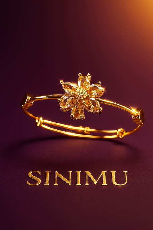 SINIMU Scarlet Bloom Bangle - Gold-Plated Floral Bangle Jewelry Elegance 5