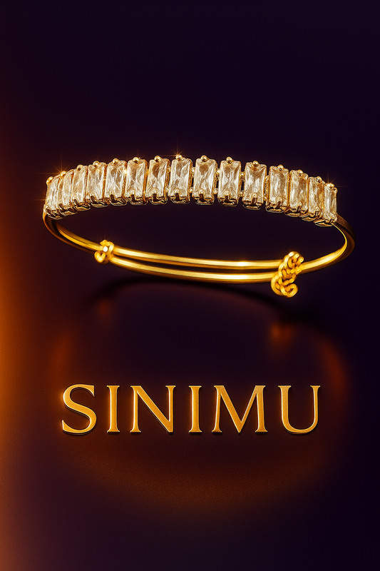 SINIMU Scarlet Bloom Bangle - Gold-Plated Floral Bangle Jewelry Elegance 2 Adjustable