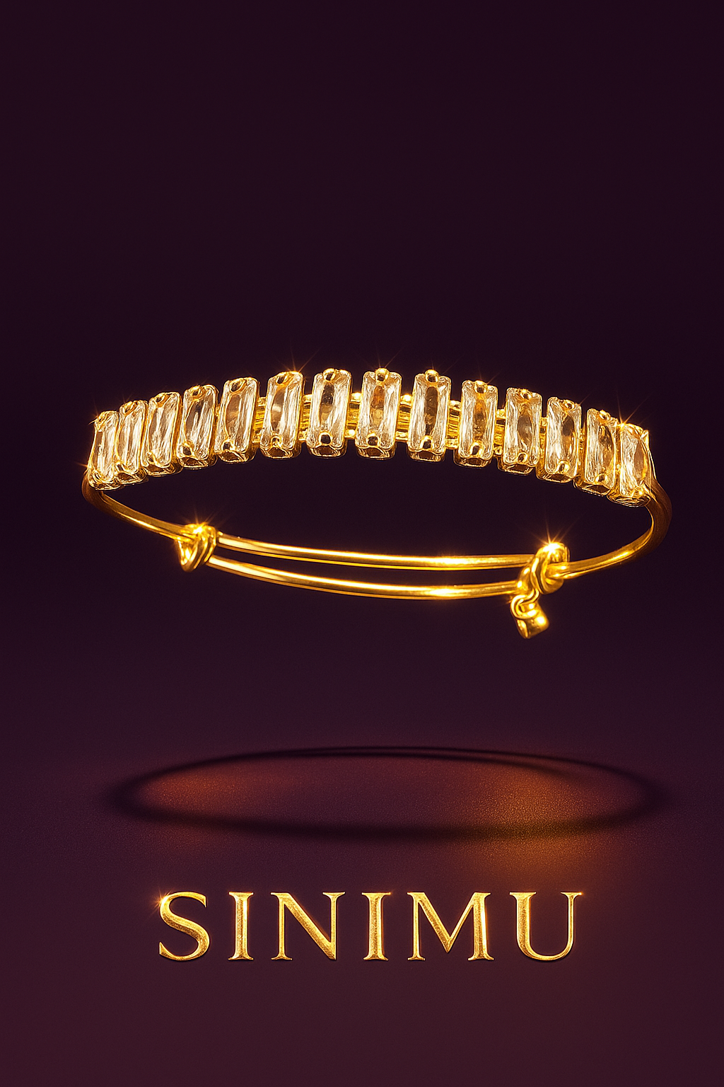 SINIMU Scarlet Bloom Bangle - Gold-Plated Floral Bangle Jewelry Elegance 2 Adjustable