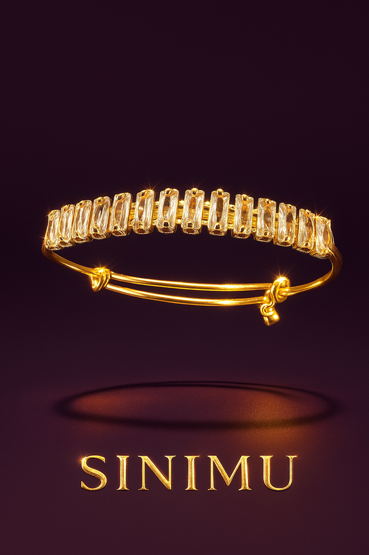 SINIMU Scarlet Bloom Bangle - Gold-Plated Floral Bangle Jewelry Elegance 2 Adjustable