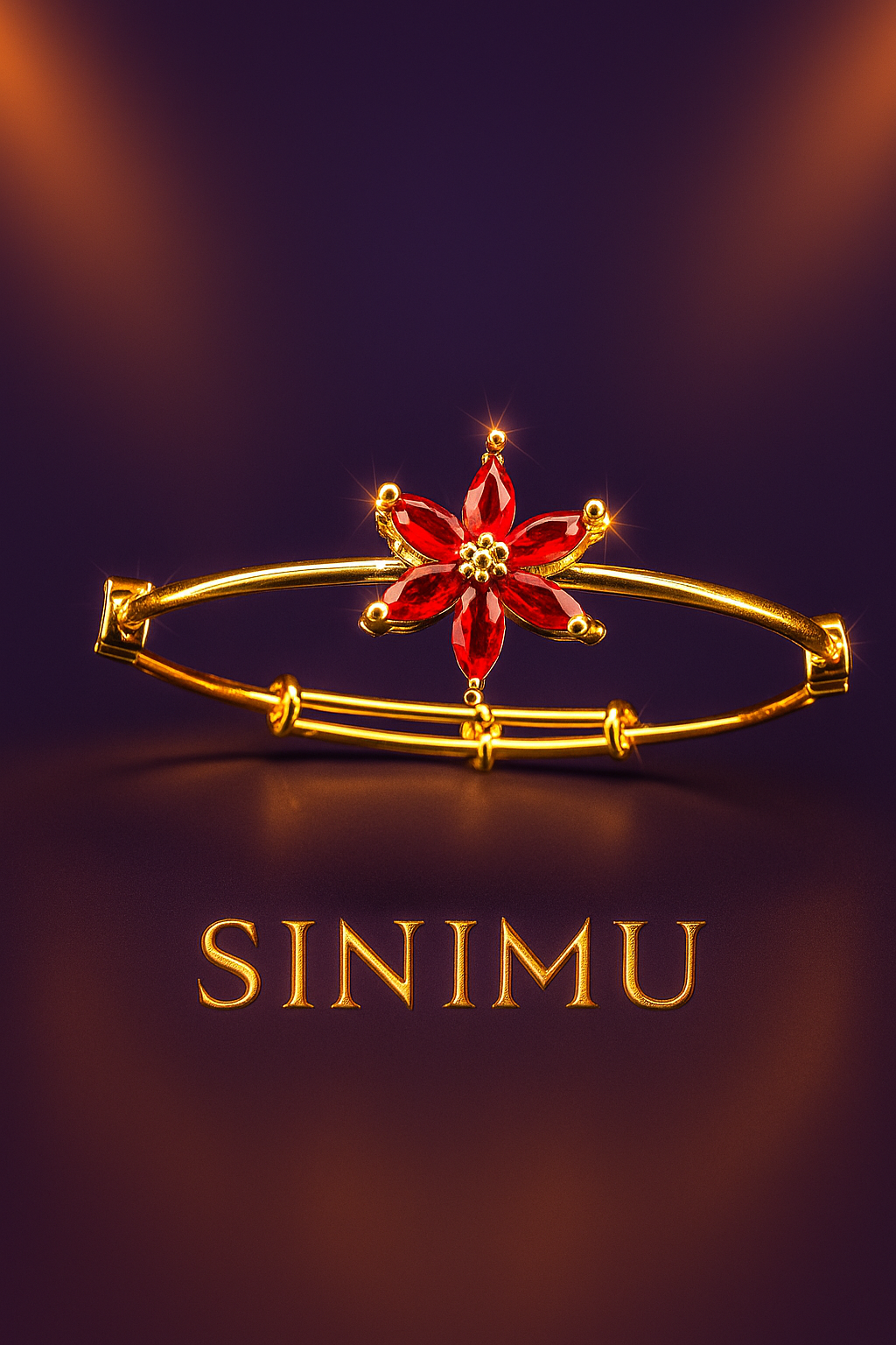 SINIMU Scarlet Bloom Bangle - Gold-Plated Floral Bangle Jewelry Elegance 4 Adjustable