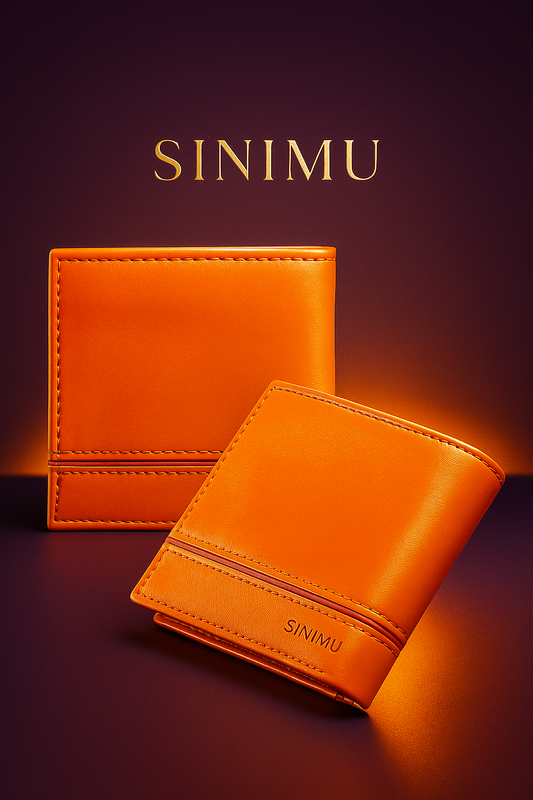 SINIMU Leather Wallet – Signature Stripe Design for Men in Brown, Grey & Skin Colors