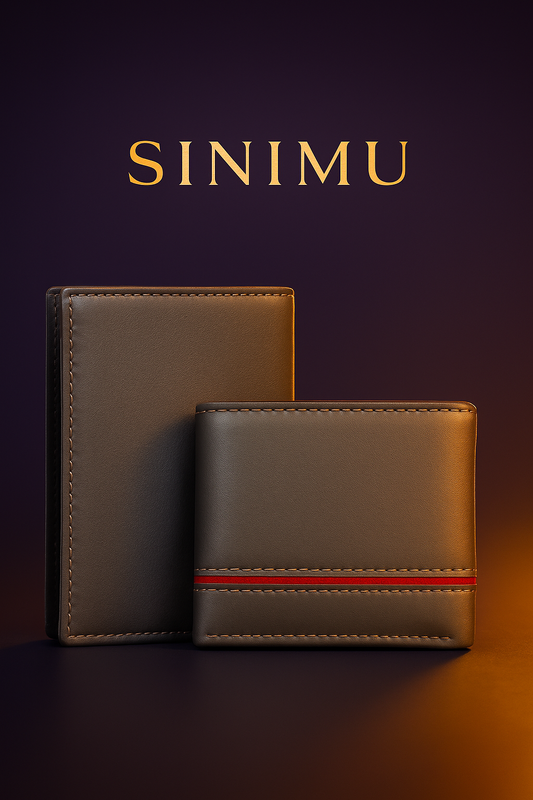 SINIMU Leather Wallet – Signature Stripe Design for Men in Brown, Grey & Skin Colors