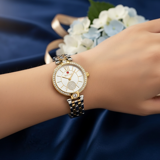 Sinimu Luxury Women's Watch with Crystal Accents - Elegant GOLD and Sliver