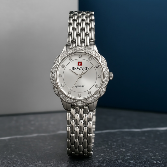 Sinimu Luxury Women's Watch with Crystal Accents - Elegant Sliver