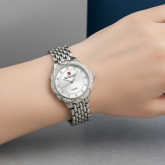 Sinimu Luxury Women's Watch with Crystal Accents - Elegant Sliver