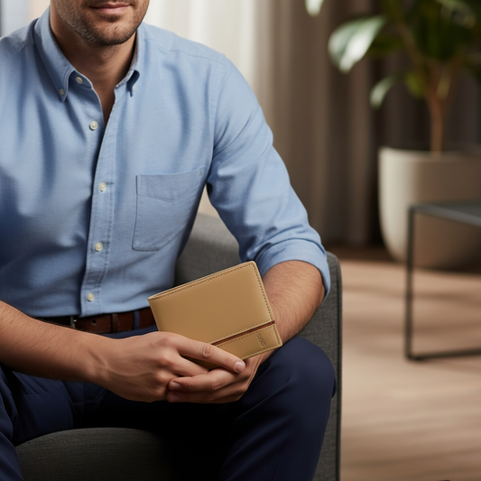 SINIMU Leather Wallet – Signature Stripe Design for Men in Skin Colors