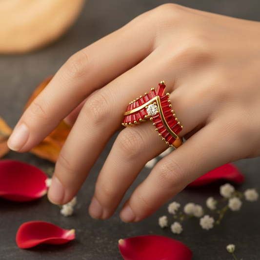 SINIMU – Crimson V-Shine Ring Adjustable