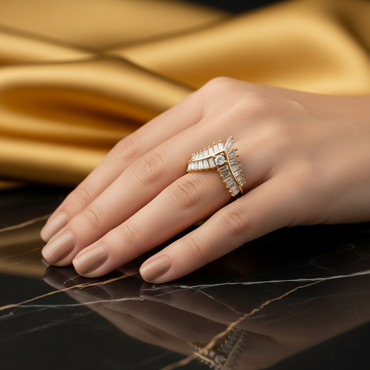 SINIMU – Crimson V-Shine Ring WOMEN Adjustable