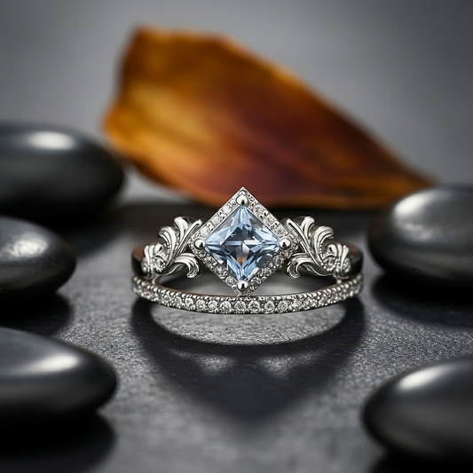 SINIMU – Regal Square-Cut Ring SILVER WOMEN Adjustable